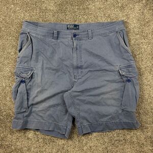 Vintage Polo Ralph Lauren Cargo Shorts Mens 42 Blue Canvas Drill Khaki‎ Military